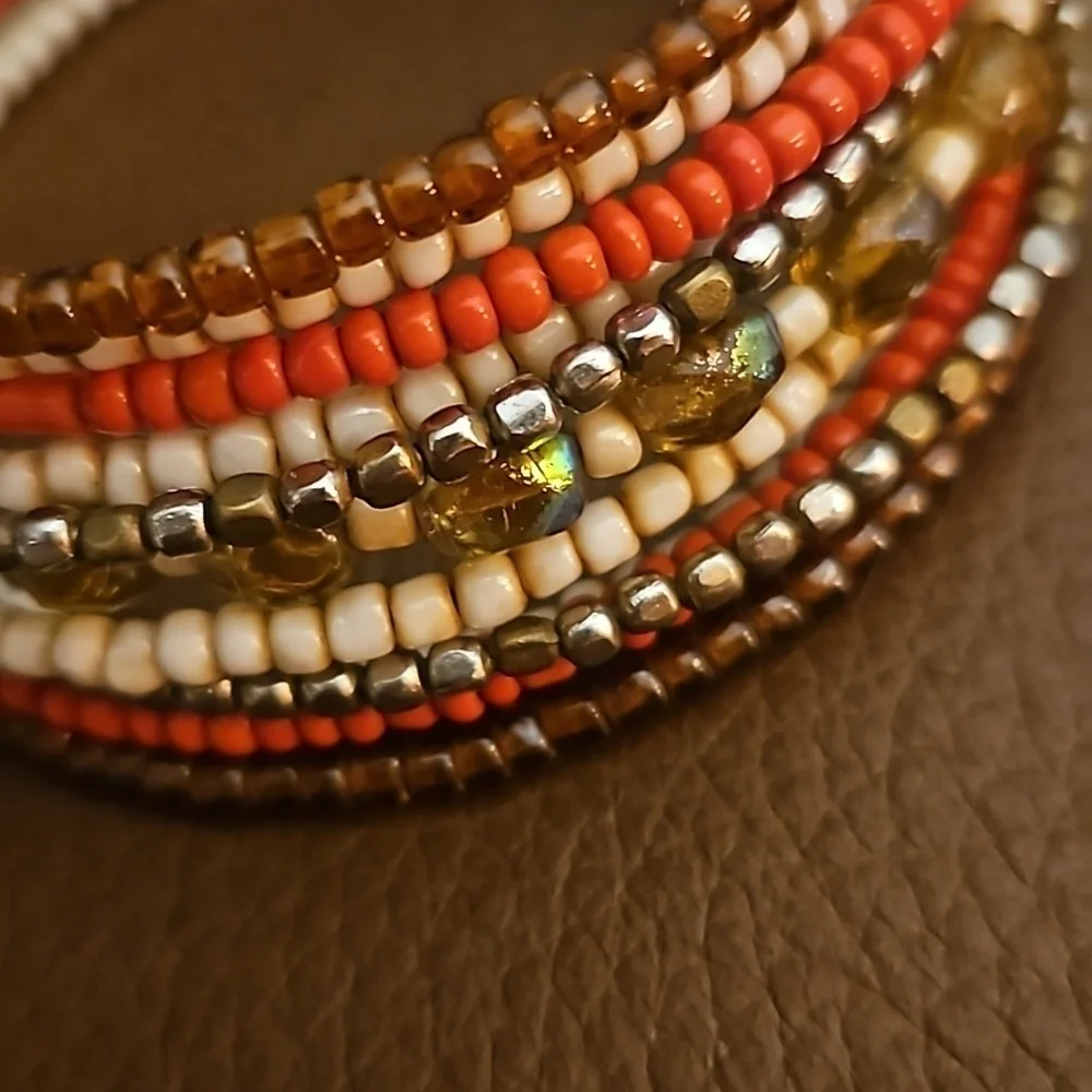 Vintage Glass Beaded Ethnic Wrap Bracelet
